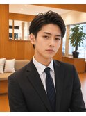メンズビジネスリクルート毛流れショートアップバング
