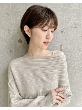 アッシュ 平井店(Ash) ハンサムショートボブ/フェザーバング/カーキグレージュ[平井駅]
