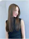 オリーブベージュ/艶髪/シースルー前髪