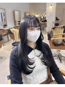 ヘアーメイクブランニュー セントラル 西大寺店(hair make Brand new central) 韓国風レイヤーカット顔まわりカット黒髪ブルーブラック20代奈良
