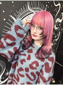 名古屋ウルフカット　名古屋デザインカラー　ピンクヘア