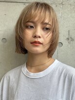 サンクマーケット 渋谷(cinq MARKET)&nbsp;渋谷ブリーチカラータッセルボブ顔周りレイヤー切りっぱなしボブ