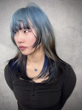 いろあそび 八王子 【ルーツカラー】水色カラー×黒×インナーデザイン