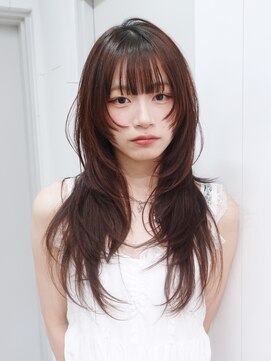 アルバム 銀座(ALBUM GINZA) グレージュロング暗めカラー韓国ヘア顔周りレイヤー_F41130