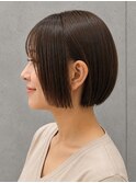 ワンレン ボブ ショートボブ ダークブラウン
