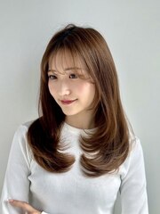 大人ガーリー/ロングレイヤー/髪質改善/前髪