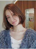大人かわいい前髪セシルカットココアブラウンフリンジウェーブ