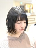 顔周りウルフボブ×インナーカラーホワイトベージュ