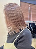 横浜ダブルカラーミルクティーベージュピンクベージュ外ハネ30代