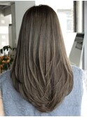レイヤーカット毛先ワンカールくせ毛風カール薄めバングデジパ