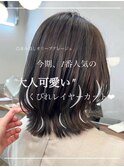 上品ミディアムレイヤー◎マットアッシュ韓国風巻きクラゲヘアー