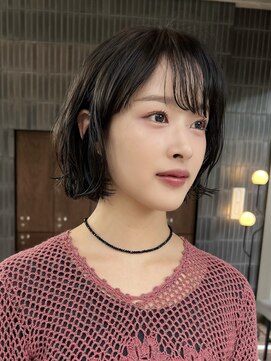 ノード(NODE) 栄黒髪垢抜け丸みシルエットボブヘア