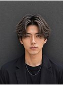 30代センターパート×バレイヤージュカラー白髪ぼかしハイライト
