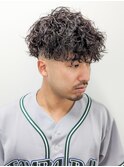 ハイライトマッシュパーマウルフアッシュブラック波巻き4