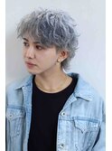 ブルーアッシュブルーカラー◎韓国風パーマショートヘア20代