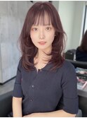 チェリーブラウン レイヤーカット 顔周りカット 顔周りレイヤー