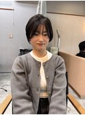 前髪ありショートボブ|伸ばしかけでも扱いやすい丸みシルエット