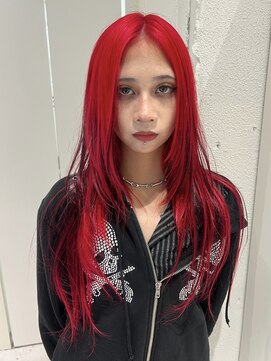 アドネ プライム(adne prime) ハッシュカット/ミディアムレイヤー/ワインレッド/ロングウルフ