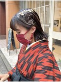 卒業式ヘア 金箔ボブタイトアレンジ