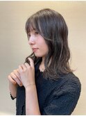 くびレイヤー大人かわいい顔まわりカットダークアッシュ