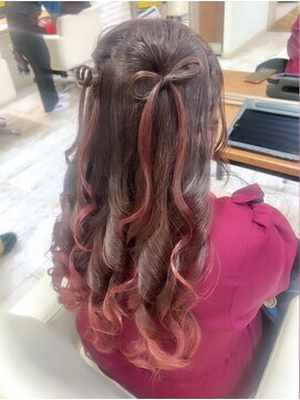 シュガー ヘアアンドネイル 仙台(SUGAR) ライブヘアに!!ハーフツインリボンアレンジ
