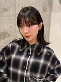 ワイドバング×鎖骨ミディアム×ダークブラウン