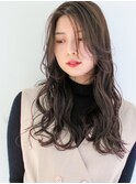 韓国風顔まわりレイヤー/骨格矯正カット/グレージュ
