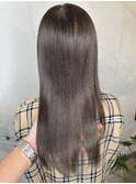 透明感カラー アッシュグレージュ ブリーチなしダブルカラー