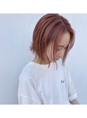 ピンクベージュ☆前下がりショートハイトーンカラー◇20代30代