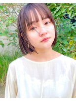 ディッセンバー 神宮前(December)&nbsp;大人かわいい小顔暗髪ミニボブグレージュカラー渋谷原宿神宮前