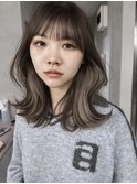 韓国ヘアーハッシュカットレイヤーカットグレージュブリーチ無し