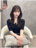 グレージュ/レイヤーカット/韓国ヘア/ブリーチなし/透明感/前髪