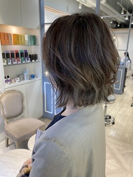 シェノン 赤羽店(CHAINON) アゴ下ボブルフバレイヤージュ風ハイライトグレージュ赤羽美容室