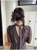 バレイヤージュボブヘアセミロング前髪タッセルボブ姫カット