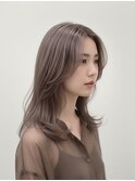 ミルクティーベージュレイヤーカットロングレイヤー小顔富士吉田