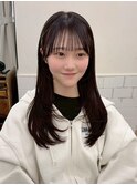 韓国前髪顔周り×ハッシュレイヤー 暗めカラー/酸性ストレート