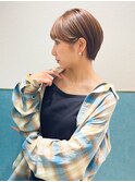 グレージュ/ショートボブ/シースルーバング/前髪/顔周り/立川