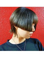 ネウィ 宮崎店(newi)&nbsp;暗髪×ライン感マッシュウルフ♪デザインショート