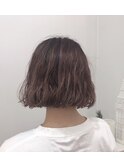 Aラインボブにゆるっとパーマ　＠イワイユウ