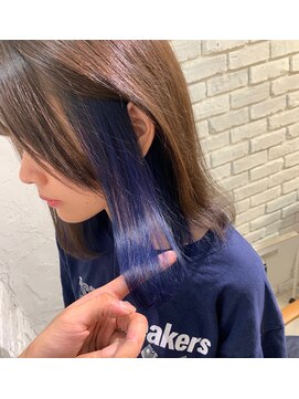 アジールヘア 池袋東口店(agir hair) インナーカラー×ネイビーブルー