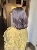 ミストバングくびれヘアぶつ切りボブブルーグレージュ冬カラー