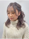 2502編み込みハーフアップ波巻きお団子くるくるヘアアレンジ