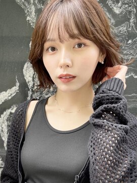 ミンクス 銀座店(MINX) 斜めバンググレージュカラーデザインカラーシルキーベージュ