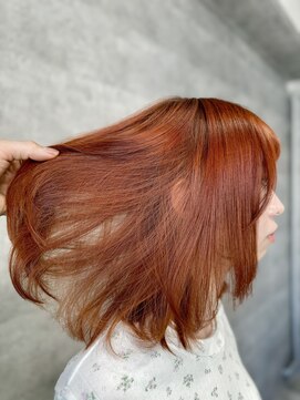 オレンジカラー！ブリーチなし、こだわりのカラーリング