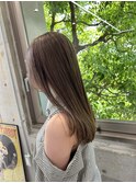 韓国顔まわりレイヤーカットグレージュオリーブベージュブラウン