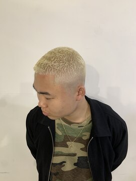 メリケンバーバーショップ フクオカ(MERICAN BARBERSHOP FUK) べリーショートダークアッシュニュアンスパーマ韓国マッシュ