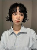 ボブパーマレイヤーパーマ顔周り前髪ボブショート/渋谷
