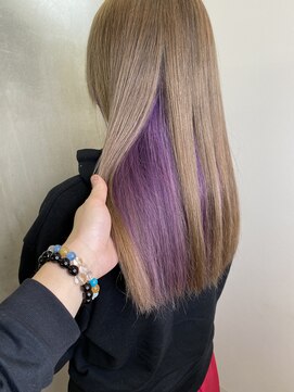 アンダーバーホワイトモデ 河内長野(_WHITE mode) ☆ ブロンドベージュ　ラベンダーインナーカラー