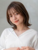 20代30代大人可愛いミディアムレイヤー外ハネボブ/前髪