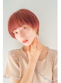 大人ショートボブぱっつん前髪/チェリーブラウン/イメチェン
